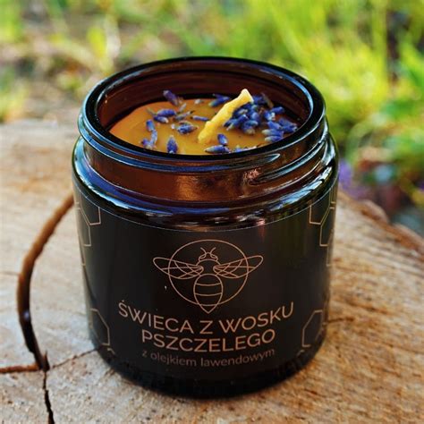 Świeca z wosku pszczelego z olejkiem lawendowym w słoiku 120 ml