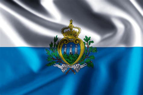 Ejemplo Realista De La Bandera De San Marino Stock de ilustración