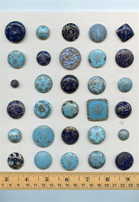 Victorian Blue Glass Buttons Button Crafts Antique Buttons Glass Buttons