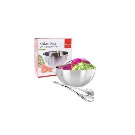 Kit Saladeira Redonda Inox Pegador Cozinha Salada Legumes Shopee Brasil