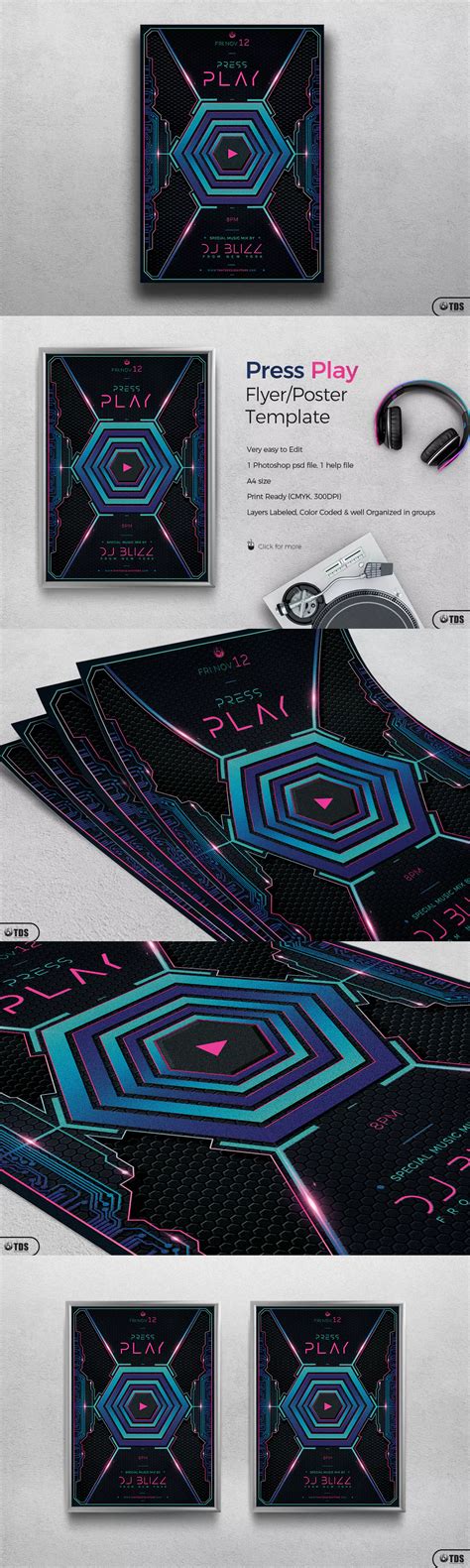 Press Play Flyer Template By Lou606 On Envato Elements Flyer Flyer