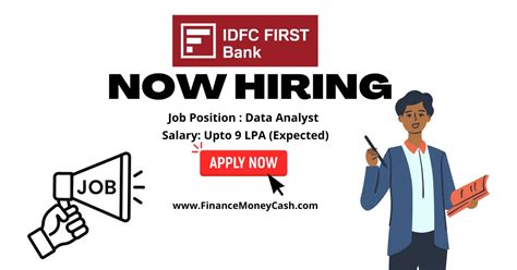 Idfc First Bank Is Hiring For Data Analyst Finance Money Cash