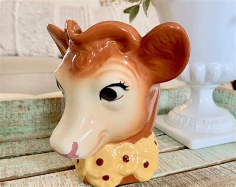 S Vintage Ceramic Elsie Borden Cow Creamer Pitcher Tycaalak Etsy