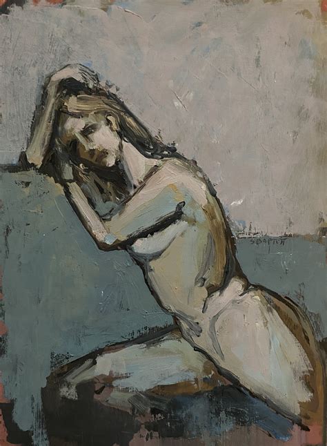 Original Oil Painting Nude Female Figure Study Affordable Wall Art Small Painting Interior Decor