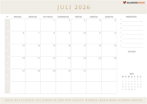 moderne kalender juli