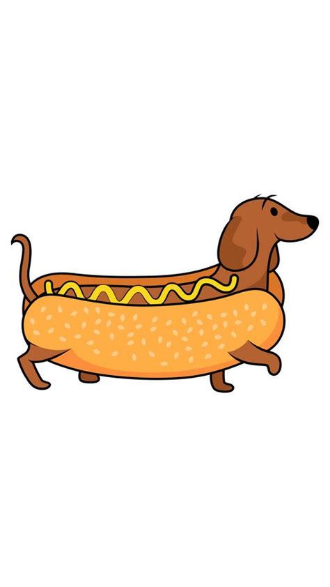 Hot Dog Dachshund Sticker | Hot dog drawing, Dachshund drawing, Hot dogs