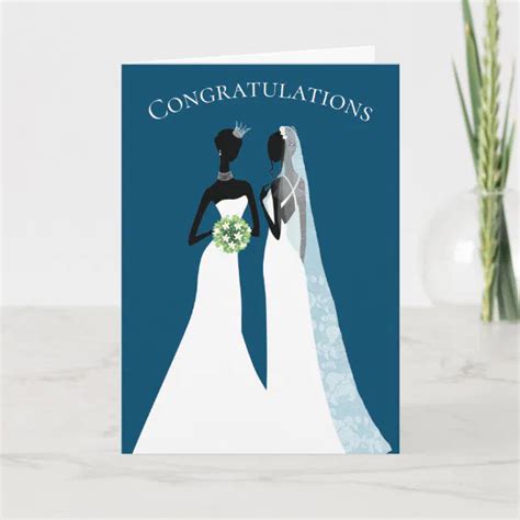 Elegant Lesbian Wedding Congratulations Two Brides Card Zazzle