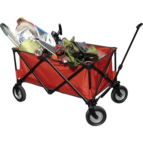 Ozark Trail Outdoor Quad Folding Adult Use Wagon With Telescoping Handle Red