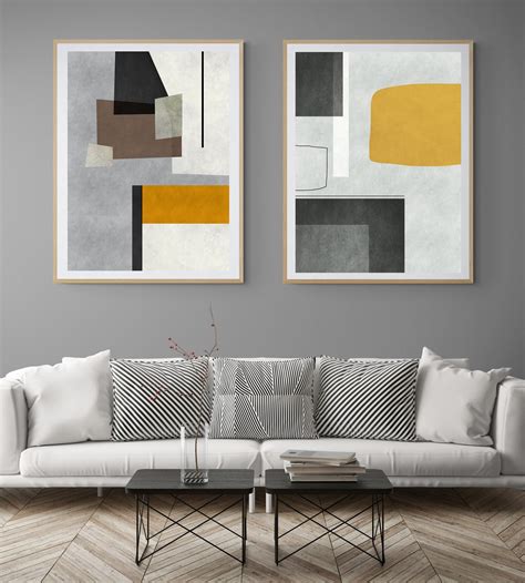 Abstract Geometric Minimalist Wall Art Set of 2 Prints - Etsy