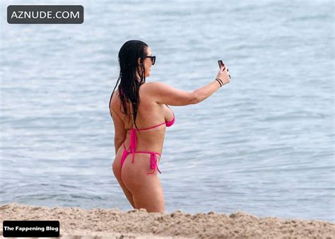 Angela White Sexy Seen Flaunting Her Tits And Ass In A Pink Bikini On The Beach In Miami Aznude