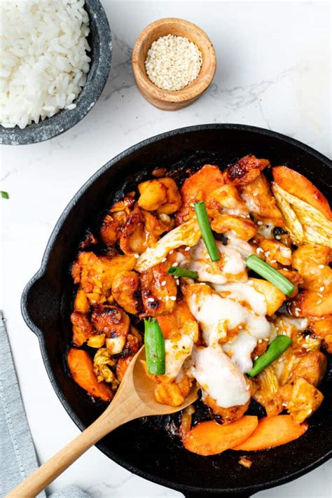 Cheese Dakgalbi Spicy Korean Chicken Stir Fry Fitsian Food Life