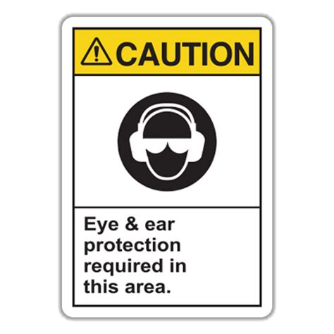 C3 Caution Eye And Ear Protection Required In This Area Hall Signs