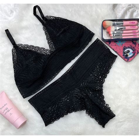 Conjunto De Lingerie Calcinha e Sutiã Sem Bojo Renda Sexy Diversas Cores Mayla Shopee Brasil
