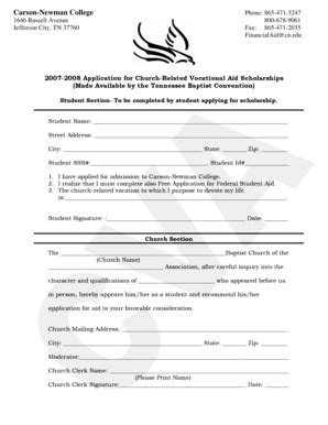 Fillable Online Admissions Cn Cva Scholarship Application Doc