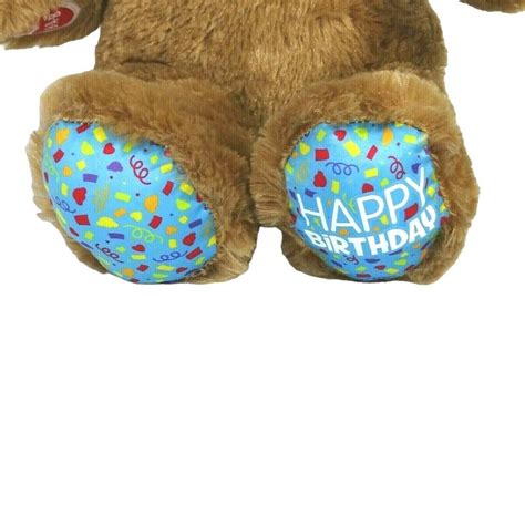 Build A Bear Happy Birthday Bear Plush Stuffed Boys Girls Brown Blue 15 ...