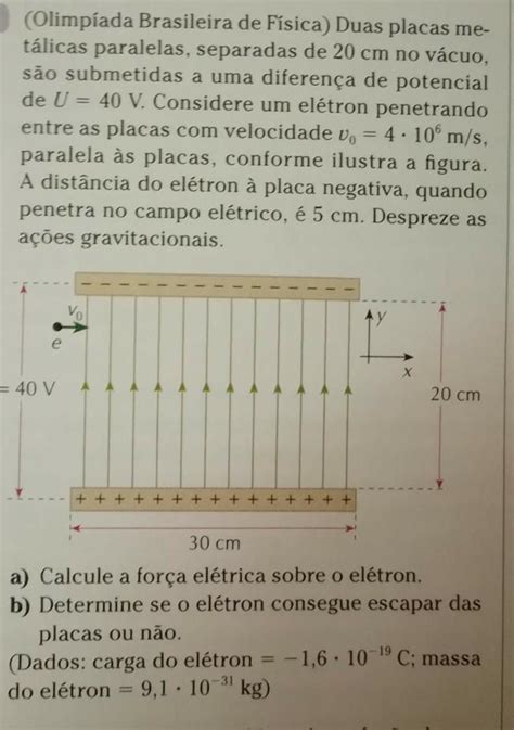 Duas Placas Metalicas Paralelas De Cm No V Cuo S O Submetidas