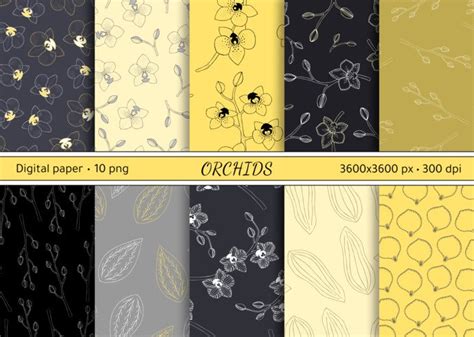 Floral Digital Paper In Pastel Yellow Grey And White Tones Masterbundles