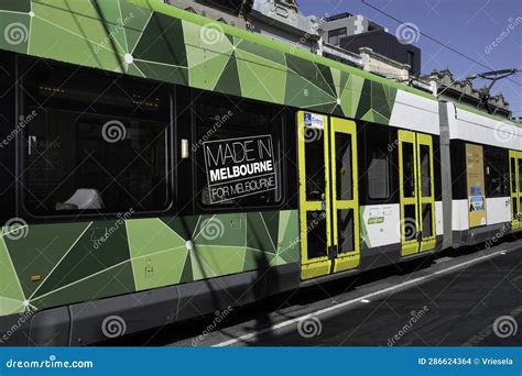 Tram of PTV Public Transport Victoria Viewed Obliquely from the Side. Editorial Stock Image ...