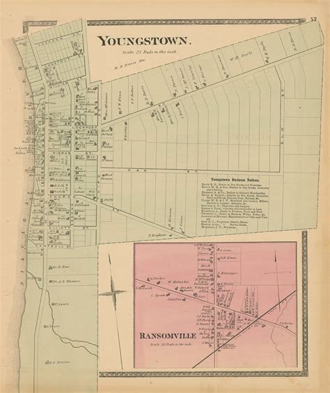 YOUNGSTOWN New York 1875 Map Replica or Genuine Original | Etsy