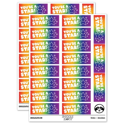 You Re A Star Teacher Student School Sticker Set Rainbow Matte