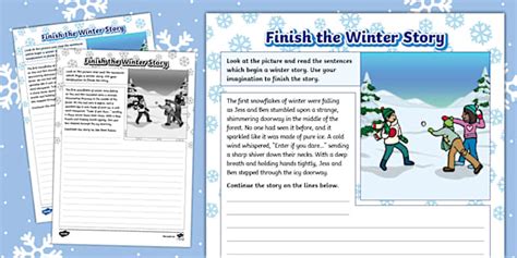 Finish The Winter Story Writing Template Twinkl