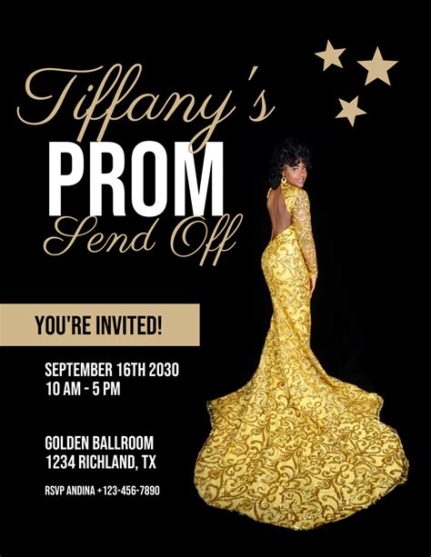 Black Gold Modern Prom Send Off Flyer Template Venngage