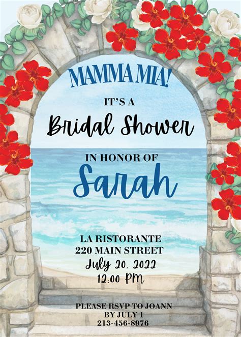 Mamma Mia Bridal Shower Invitation Bridal Shower Invitation Etsy UK