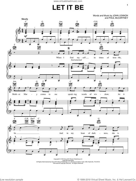 Beatles Let It Be Sheet Music For Voice Piano Or Guitar Pdf