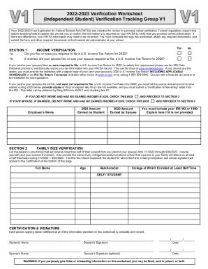 Fillable Online 2022 2023 Verification Worksheet JALC Fax Email Print