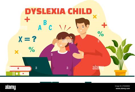 Dyslexie Enfants Vector Illustration Des Enfants Dyslexie Trouble Et Difficulté à Apprendre La