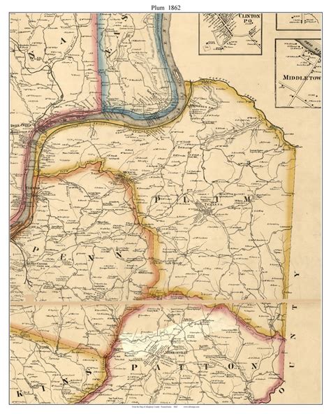 Plum Township Pennsylvania 1862 Old Town Map Custom Print Allegheny