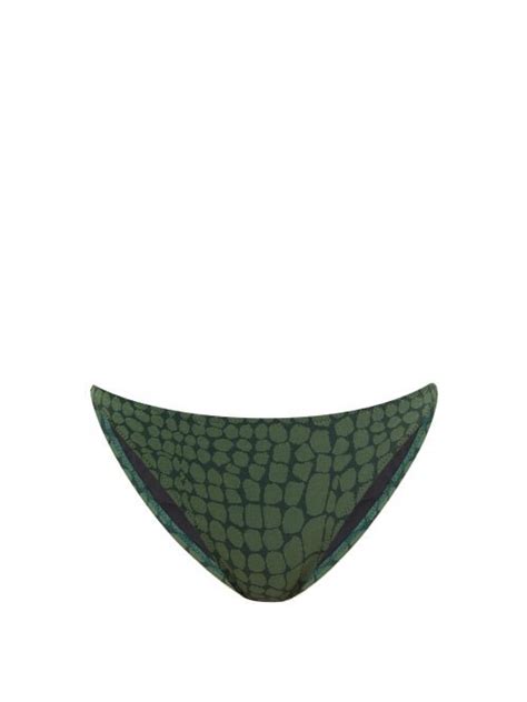 Buy Solid Striped The Tati Crocodile Jacquard Bikini Briefs Dark Green At 70 Off Editorialist