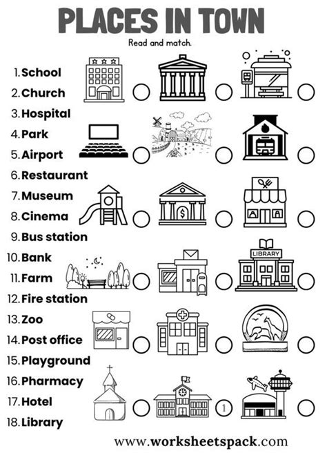 Places In Town Worksheets Worksheetspack In 2024 English Lessons