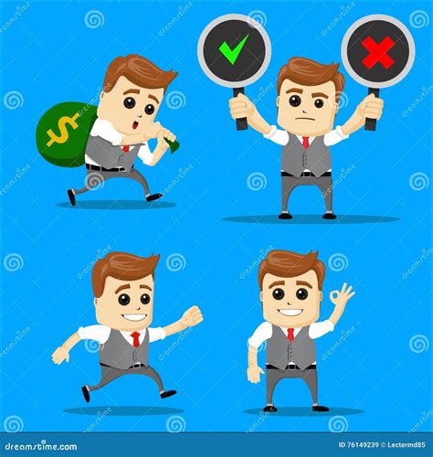 Set Of Businessman Vector Cartoon Illustration Businessman Set