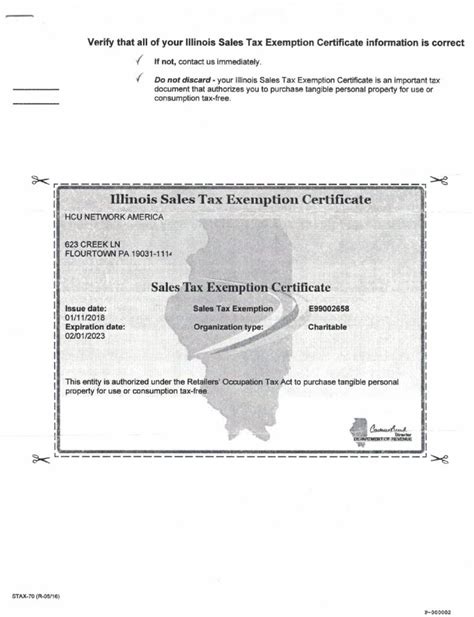 Illinoissalestaxexemptioncertificate