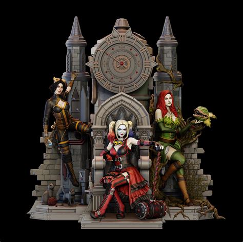 Steampunk Harley Quinn Poison Ivy Catwoman Diorama 3d Model By Dawnhurt