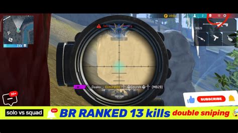 Solo Vs Squad Double Sniping 13 Killsbooyah Freefire Live