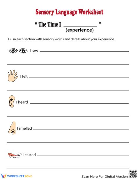 Sensory Language Practice Worksheet