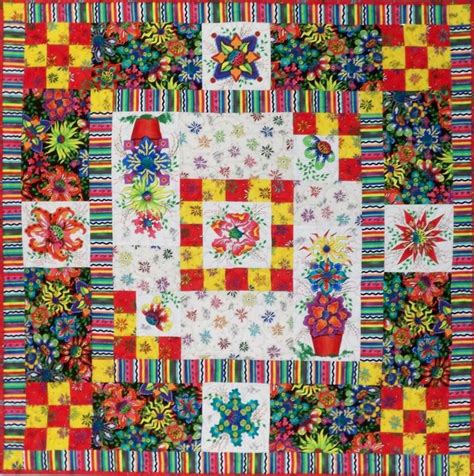 Ibiza Flowers Table Topper Or Wall Hanging Quilt Pattern Bs2 267 Advanced Beginner Table