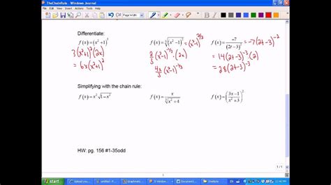 Mr Joyce Ap Calculus Chain Rule Part I Youtube