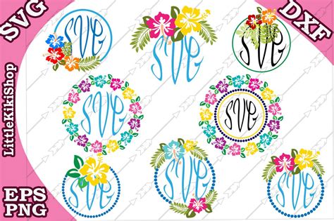 Floral Monogram Svghibiscus Monogramhawaii Svg 214247 Svgs