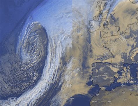 An intense extra-tropical cyclone moving across the North Atlantic ...