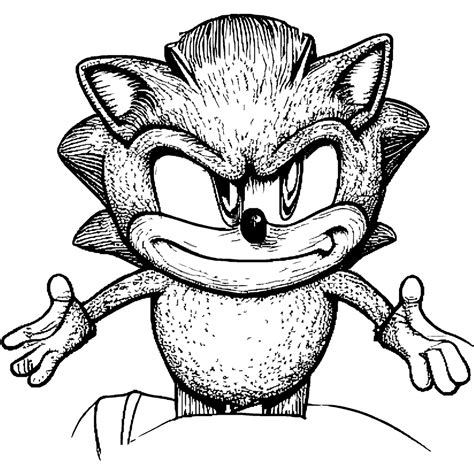 Sonic The Hedgehog Smiling Coloring Page · Creative Fabrica