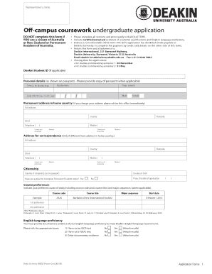 Fillable Online Off Campus Coursework Undergraduate Application