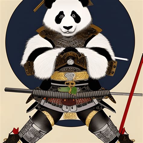 Panda Samurai Afbeelding Creative Fabrica