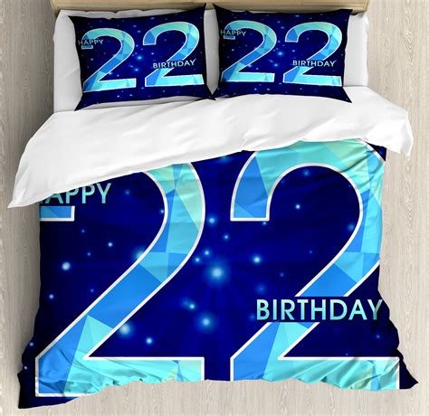 22nd Birthday Duvet Cover Set Happy Age Anniversary Theme With Digital