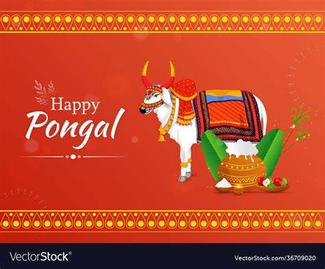 Happy pongal celebration concept with decorative Vector Image