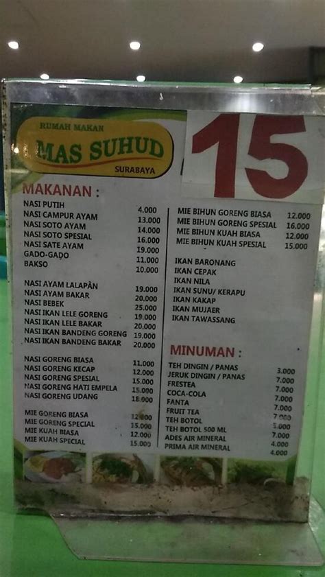 Menu At Warung Lesehan Sari Laut Mas Suhud Surabaya Restaurant Makassar