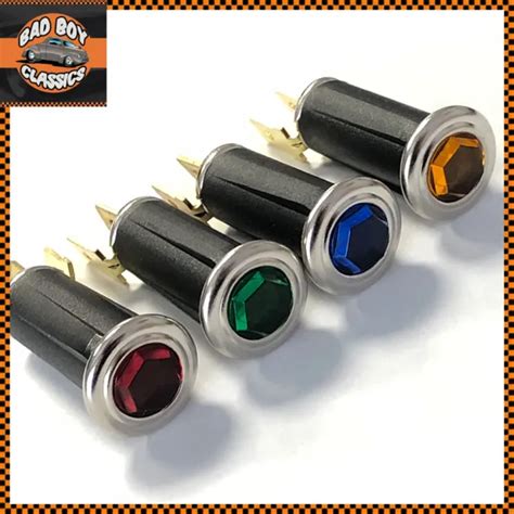 X Lucas Style Hex Jewel Dashboard Warning Lights Amber Blue Green