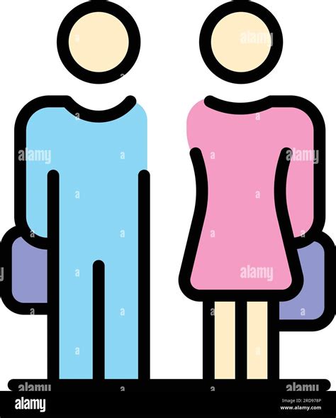 Gender Equality Employment Icon Outline Vector Equal Workplace Job Balance Color Flat Stock